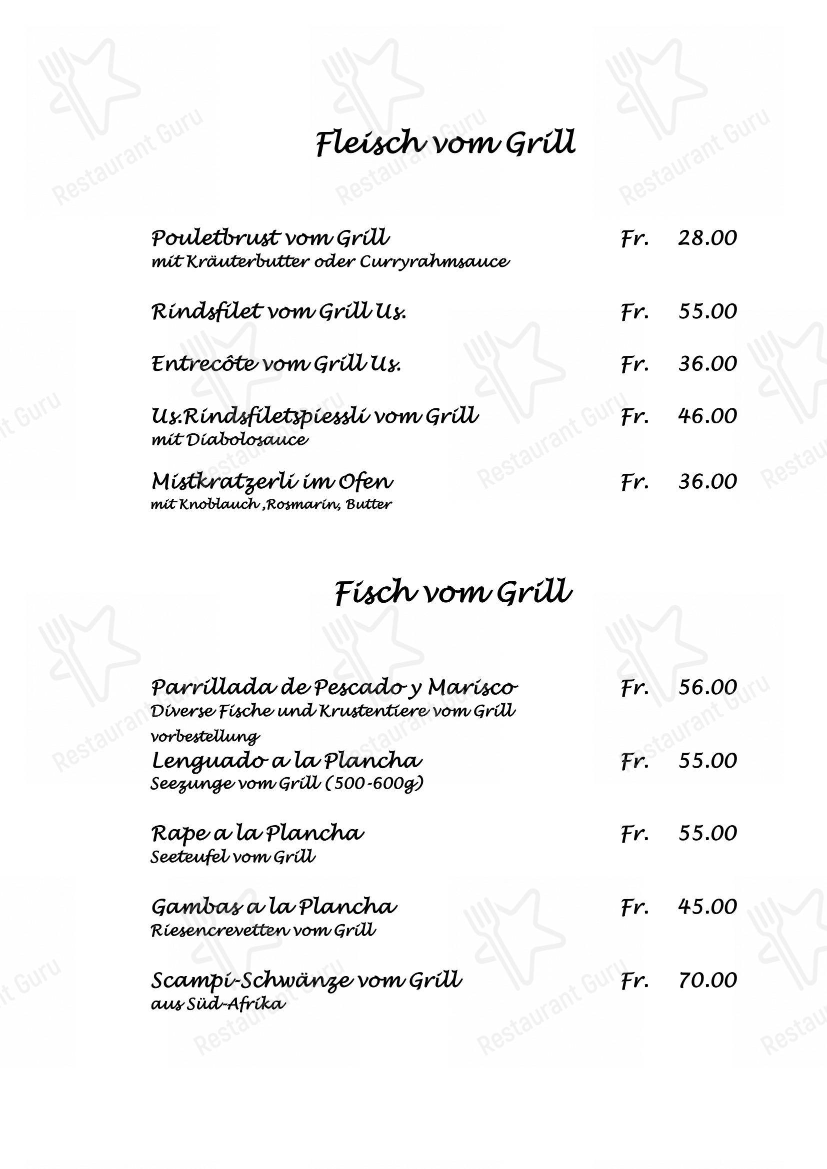 Restaurant Sax in Schlieren - Menu