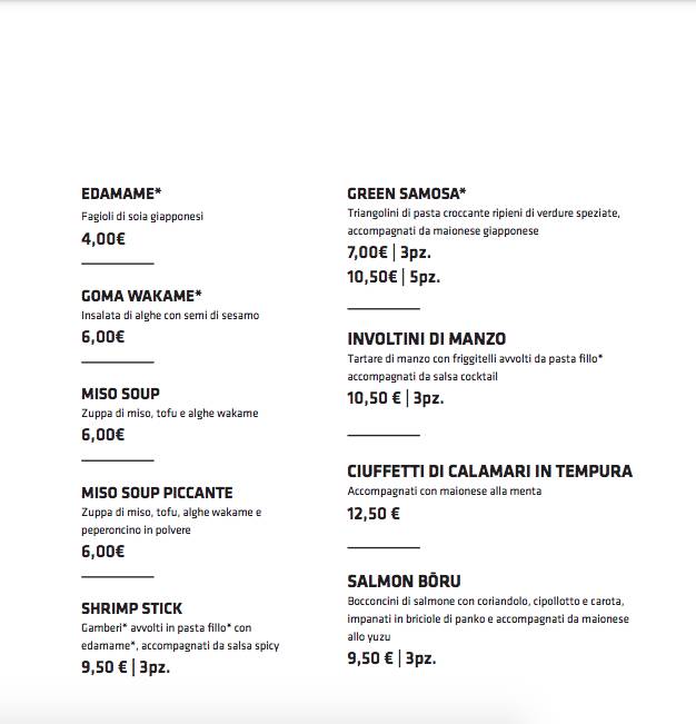 Menu di Shabu Torino 
