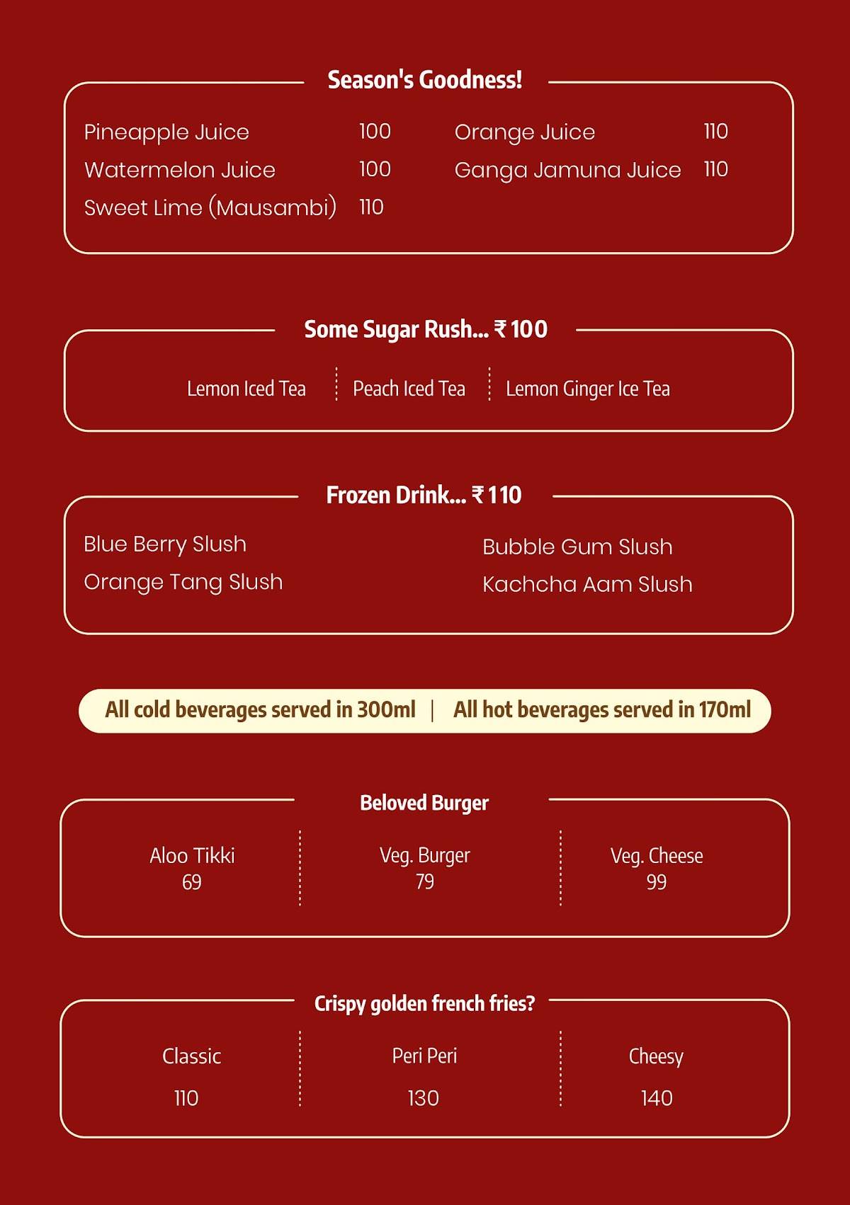 Shambhu's Coffee Bar menu