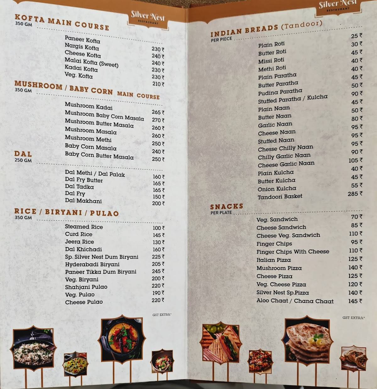 Silvernest Restaurant menu