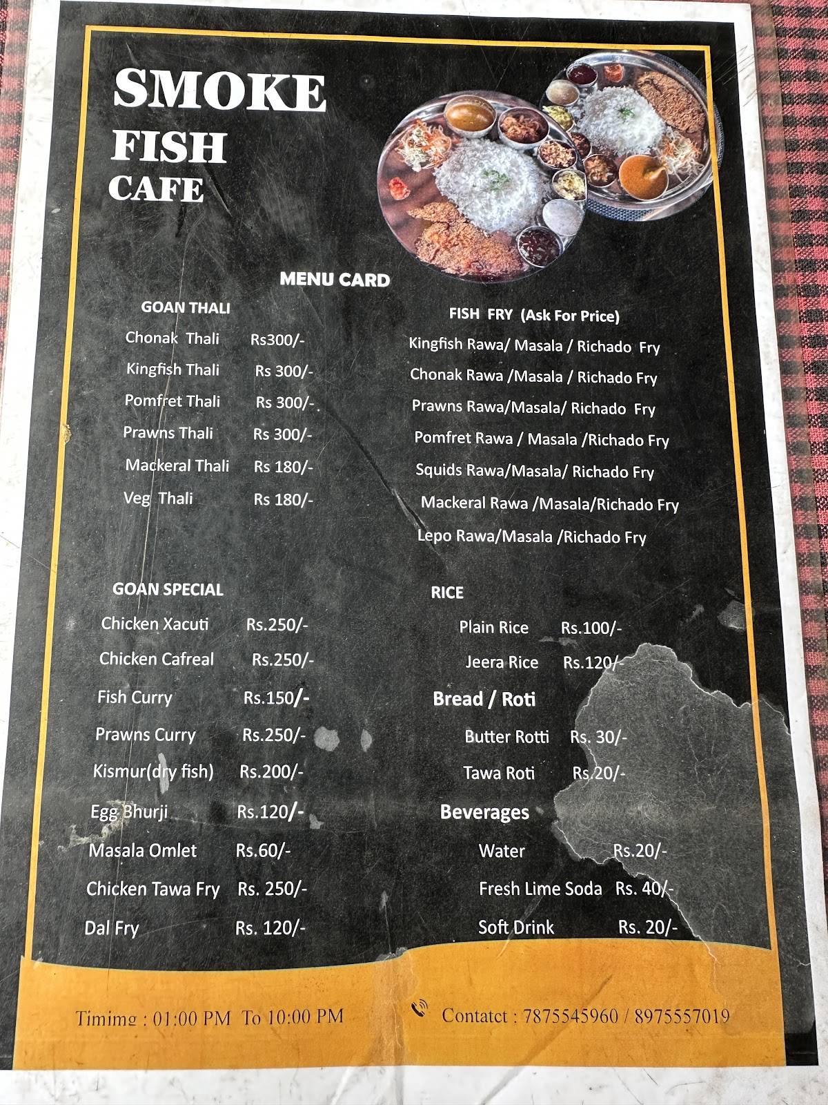 Smoke Fish Cafe menu