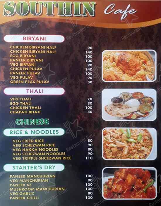 Southin Cafe menu