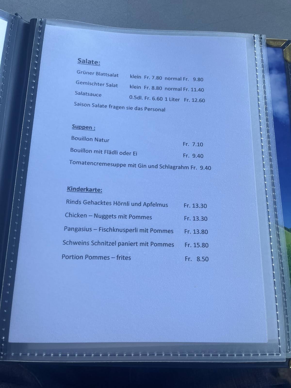 Menu di Speise Restaurant Rüsler GmbH 