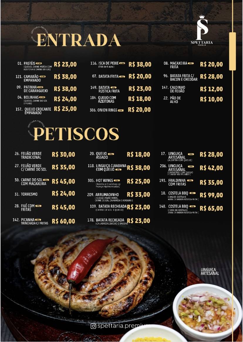 Spettaria Premium cardápio