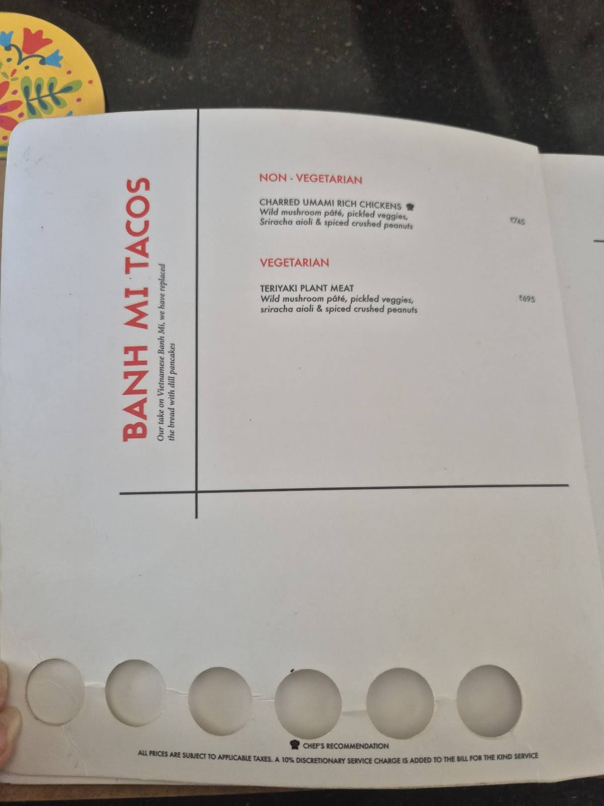 Sriracha menu