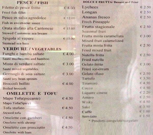 Menu di Stella D'Oro 