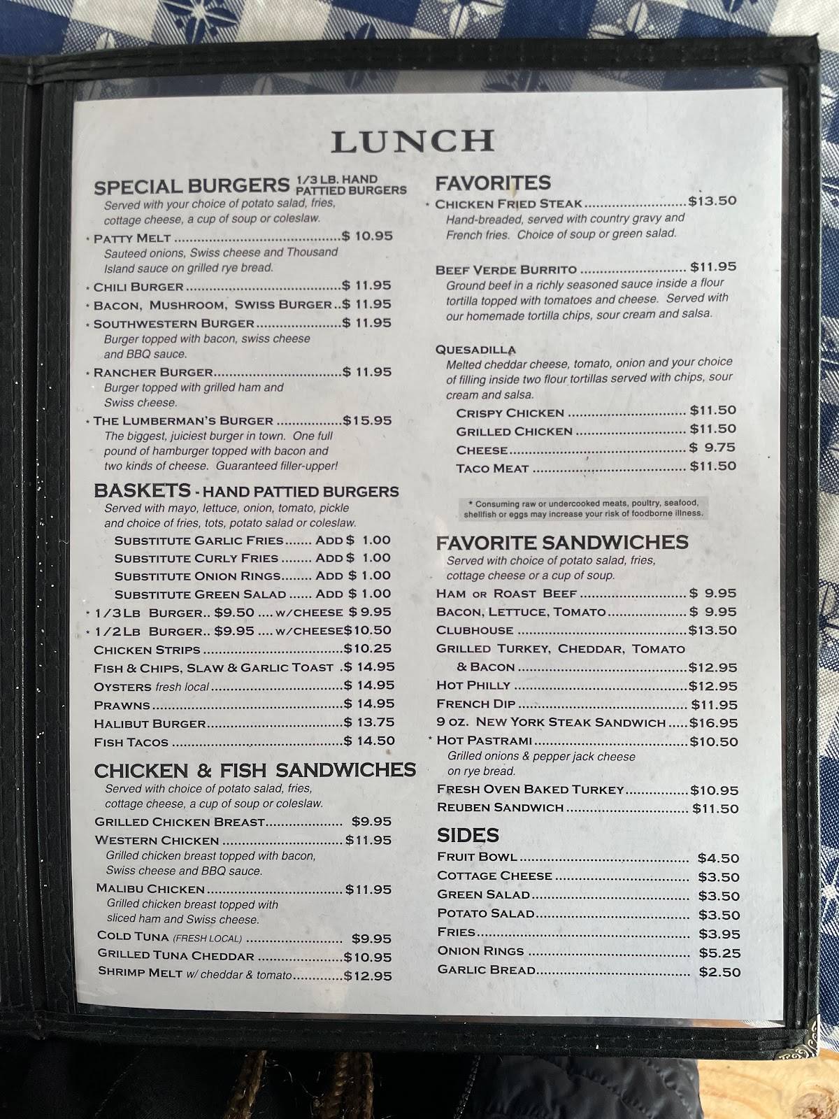 Menu at Stockpot Restaurant, Coos Bay