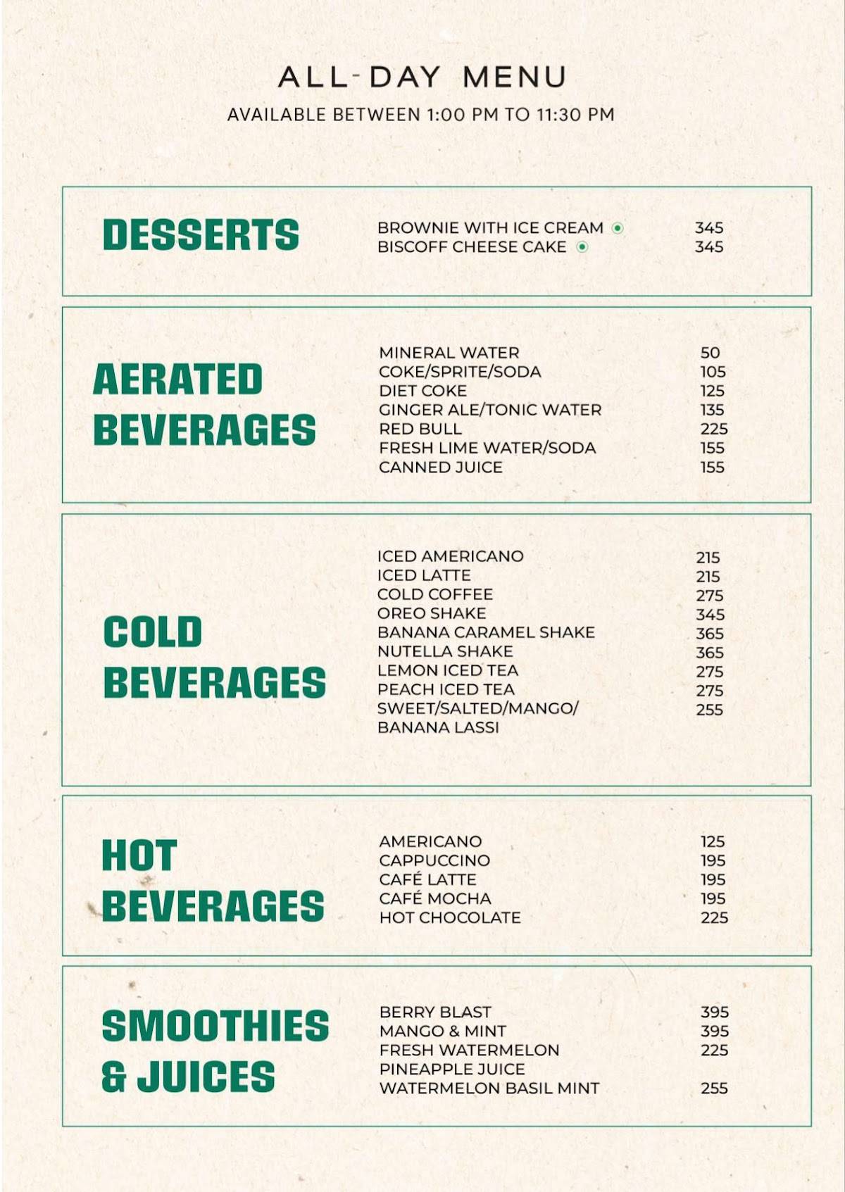 Sun N Moon Cafe & Restaurant menu