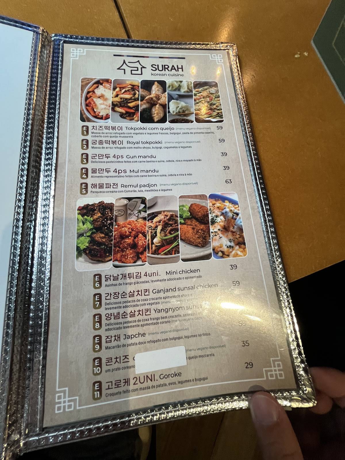 Surah Korean Cuisine Brasil cardápio