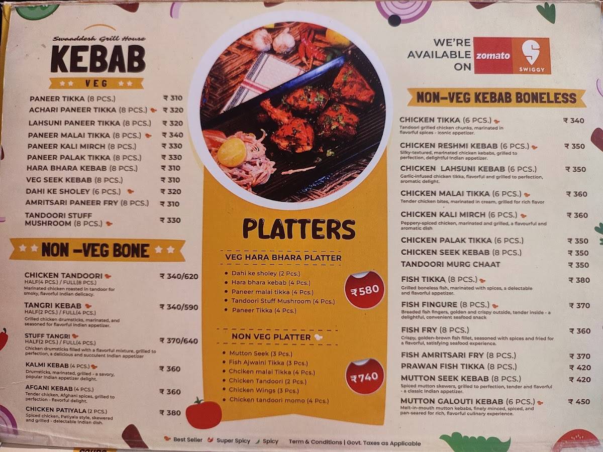 Swaaddesh menu