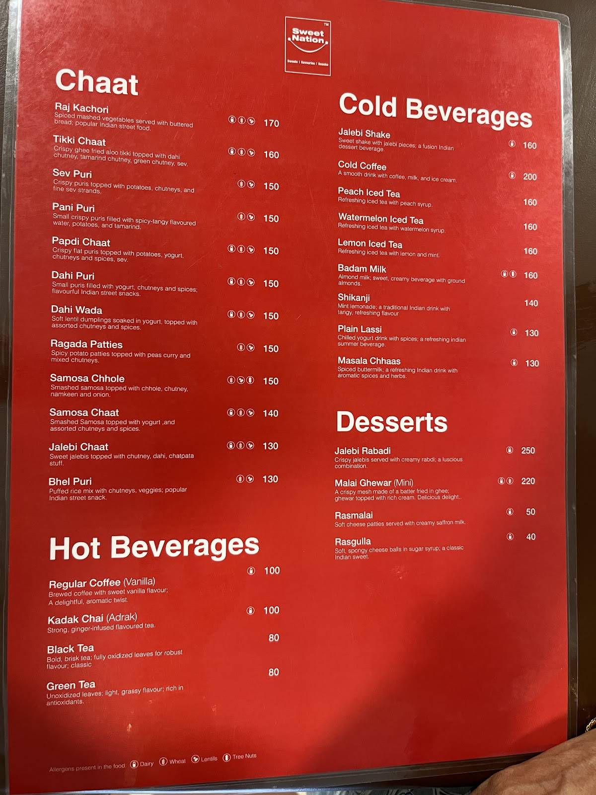 Sweet Nation menu