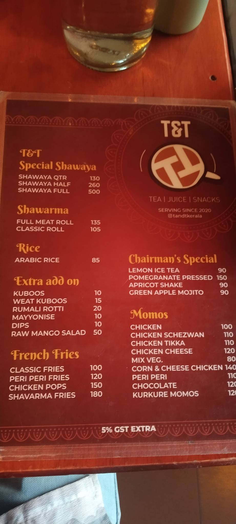 T&T Kondotty menu