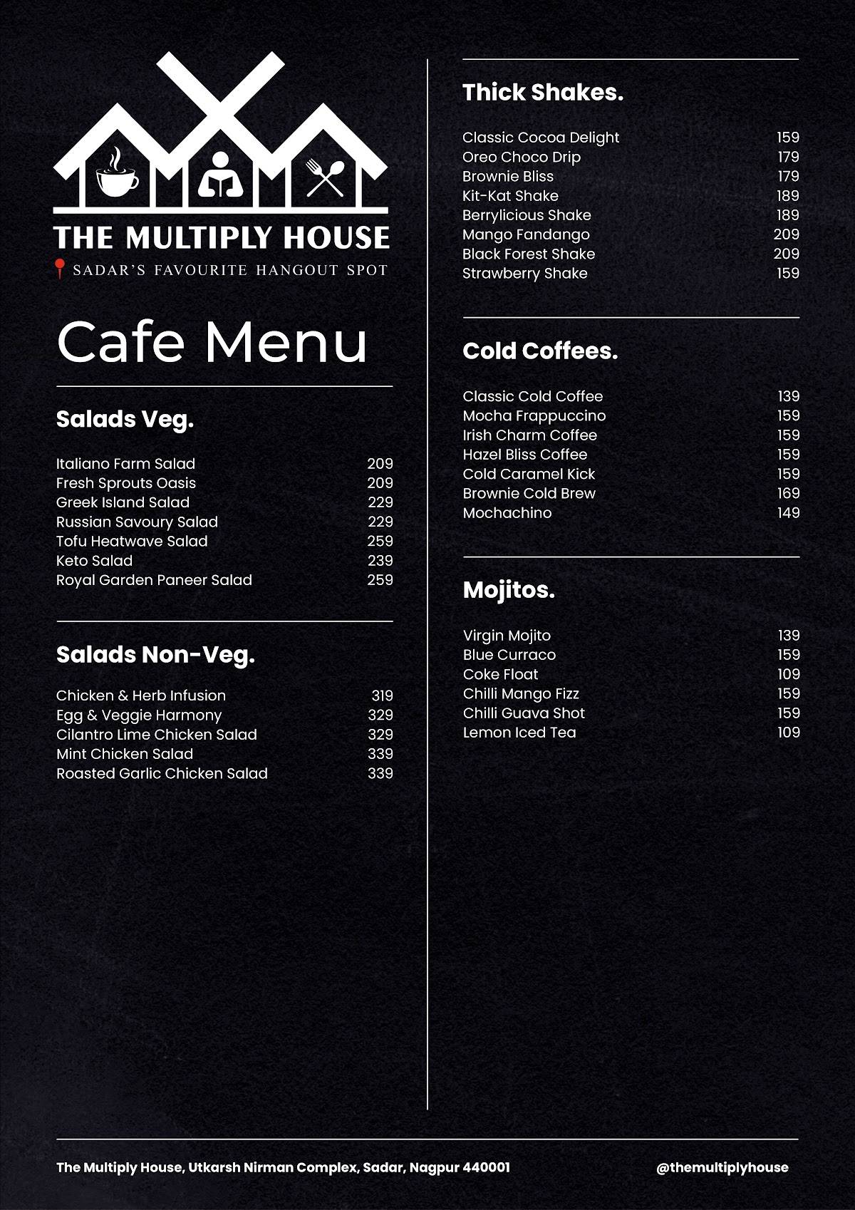 THE MULTIPLY HOUSE Cafe-Restaurant menu
