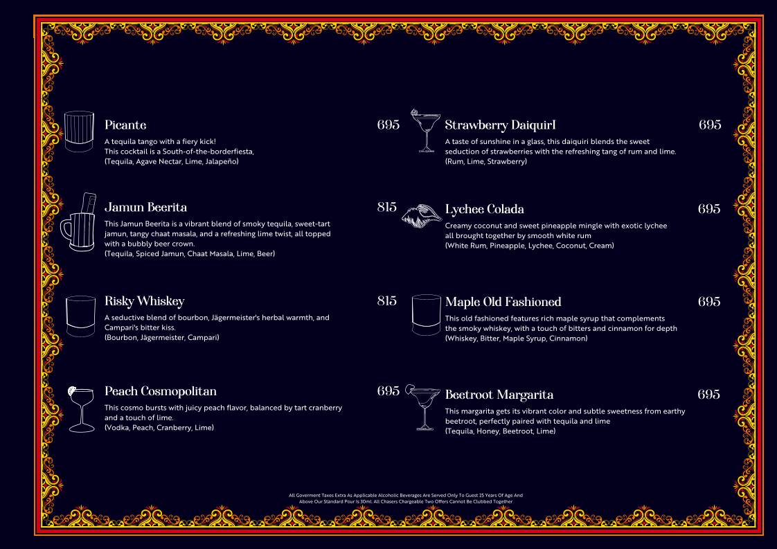 Tamasha menu
