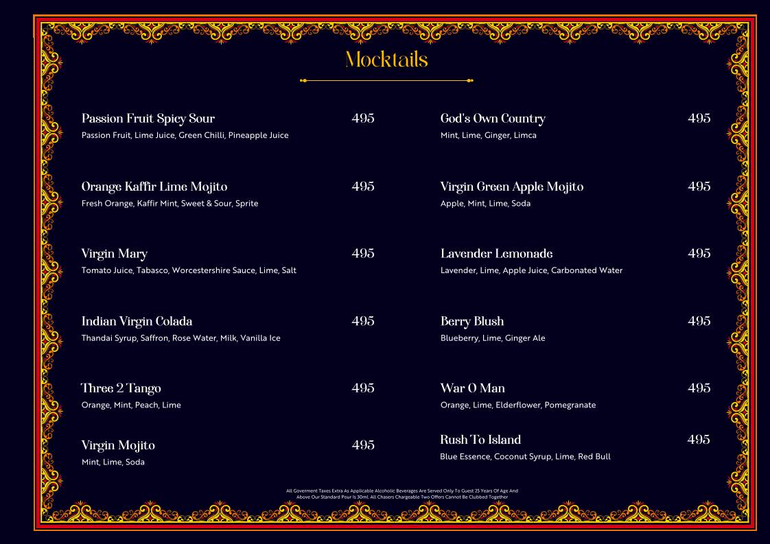 Tamasha menu