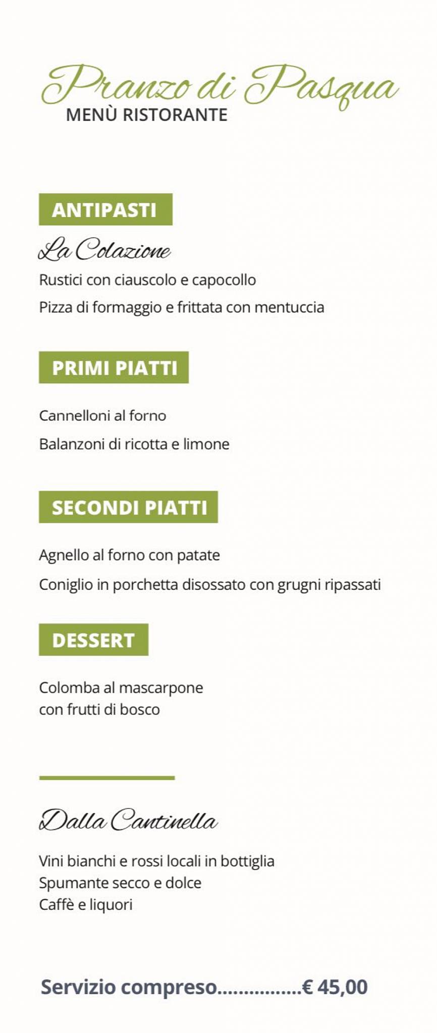Menu di Ristorante Taverna da Ivo 