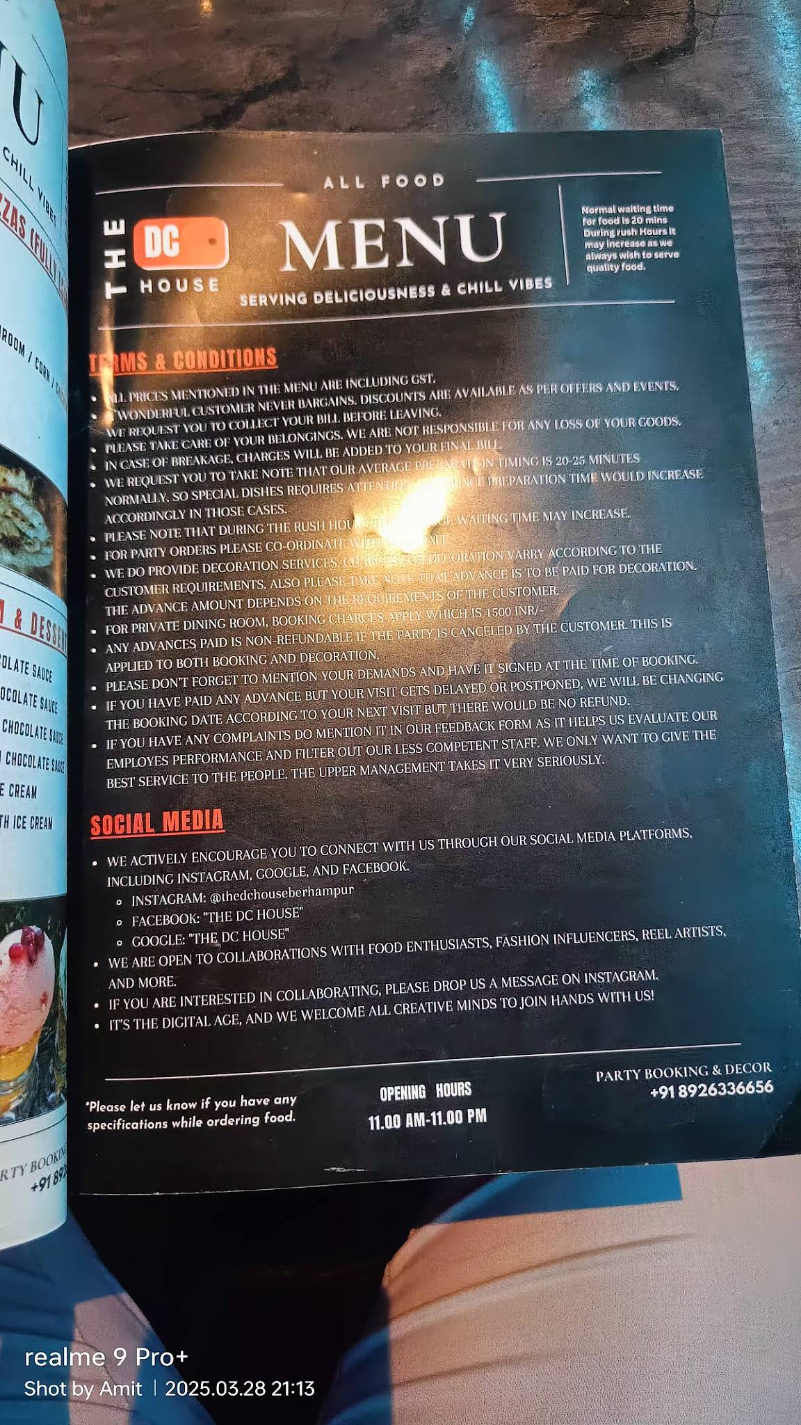 The DC House Restaurant Brahmapur menu