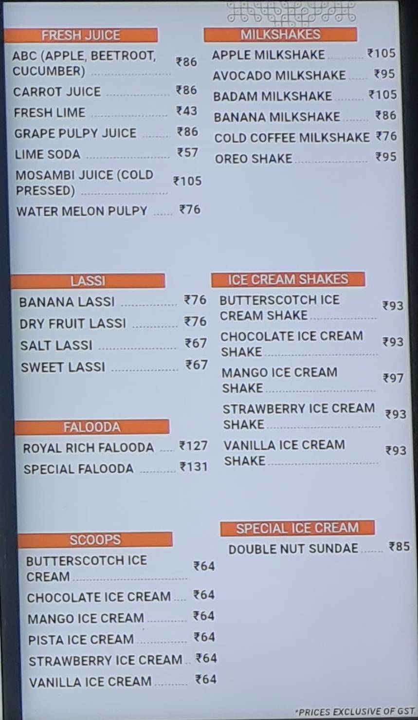 The Rameshwaram Cafe @ Brookfield menu