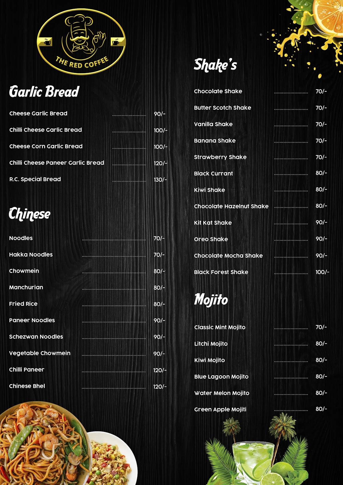 The Red Coffee menu
