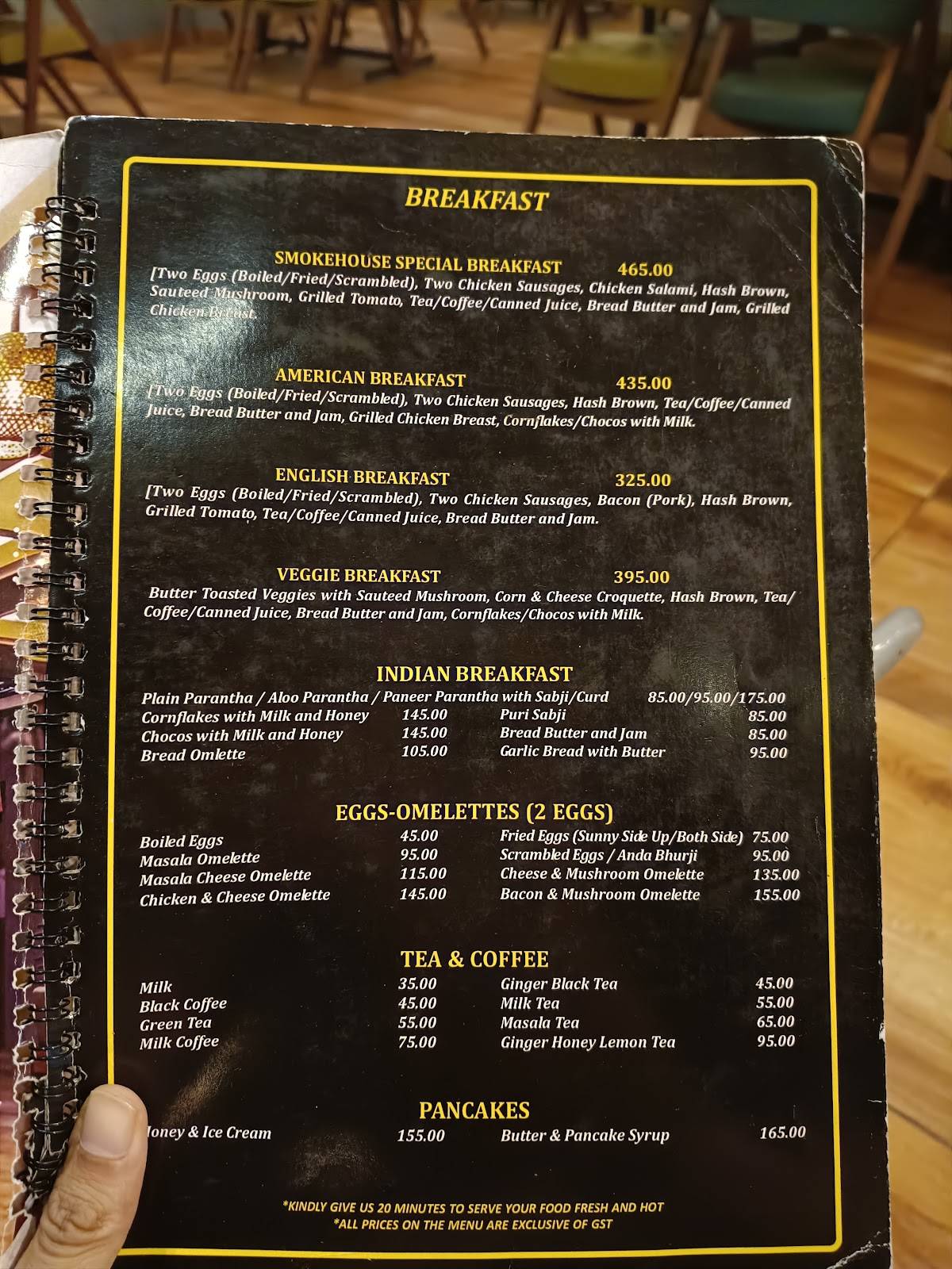 The Smokehouse menu