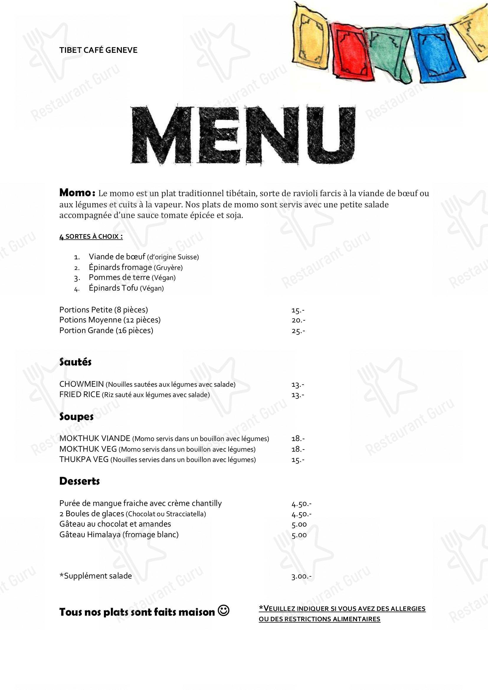 Menu di Tibet Café - Menu bar