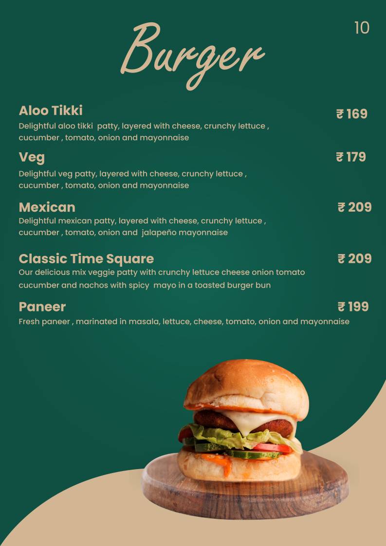 TimeSquare Cafe menu