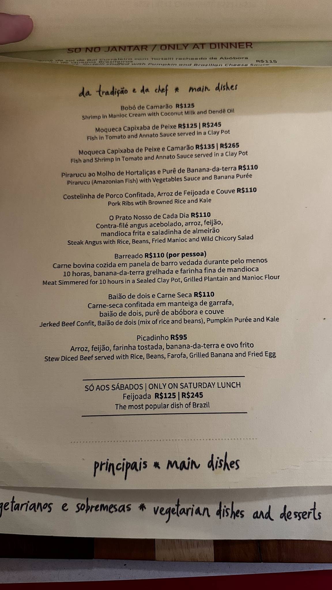 Tordesilhas cardápio