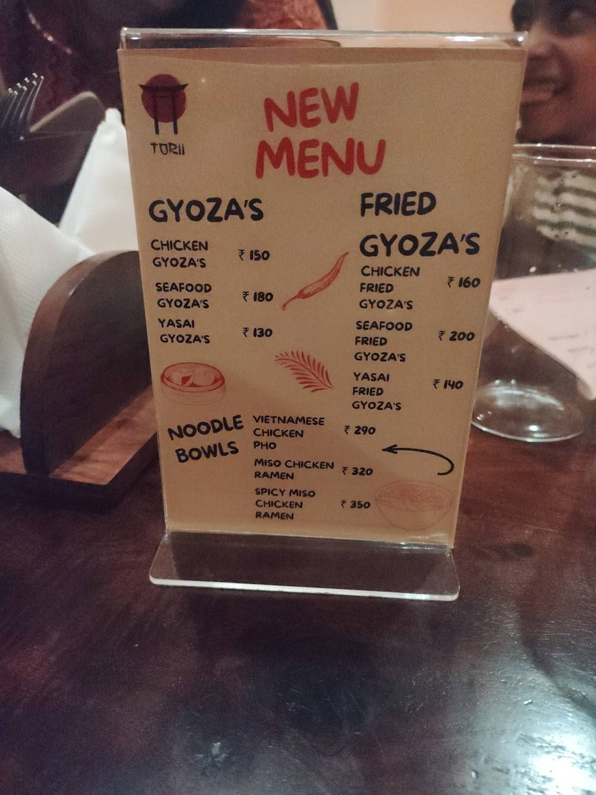 Torii Cafe menu
