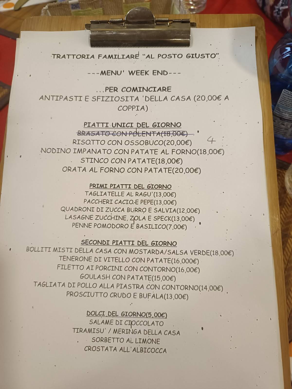 Menu di Trattoria Al Posto Giusto 