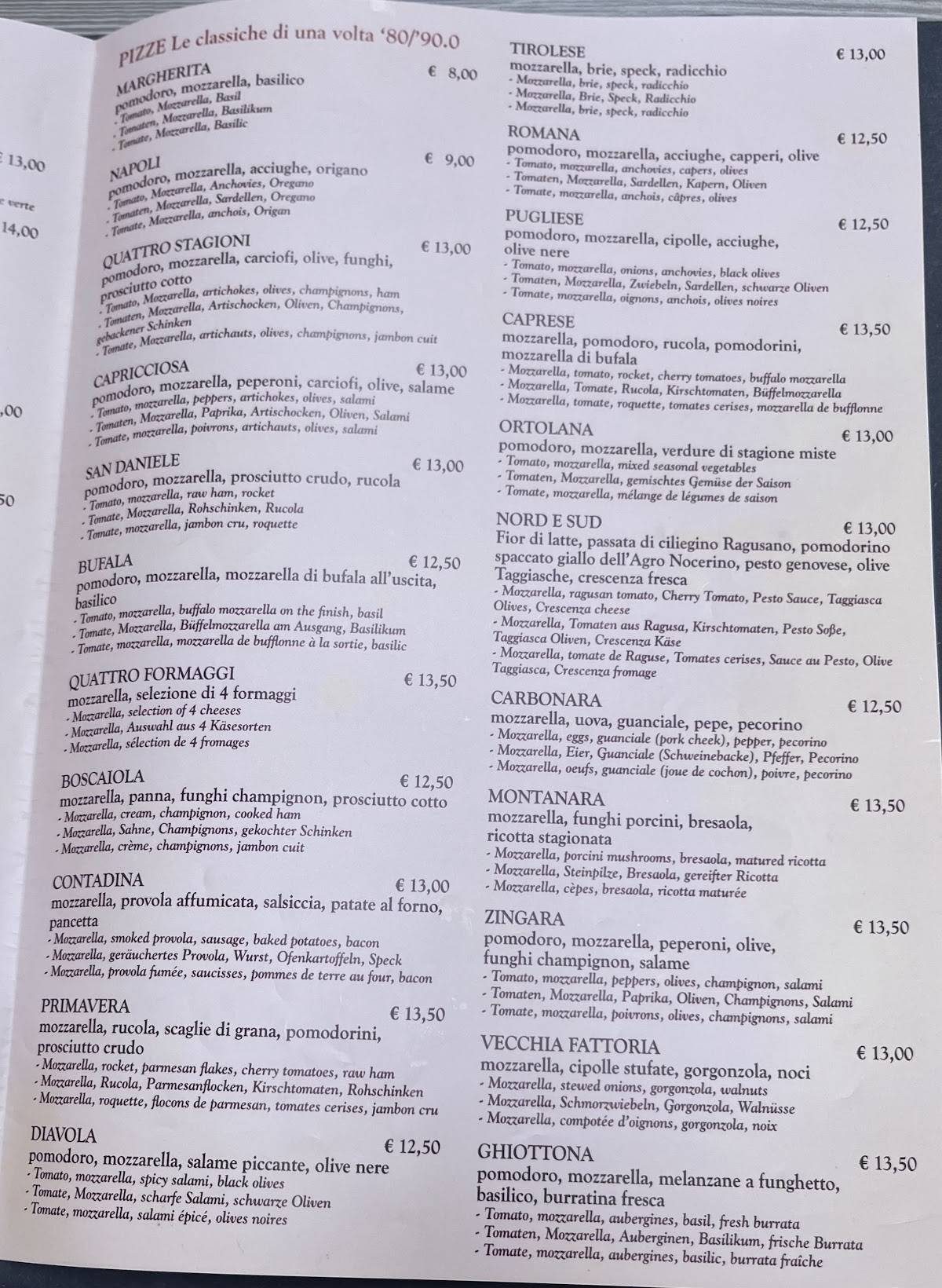 Menu di Trattoria Concordia 