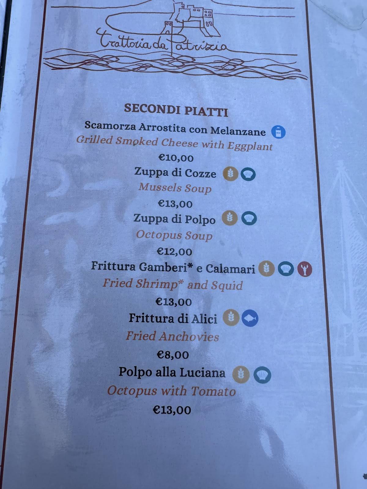 Menu di Trattoria Da Patrizia 