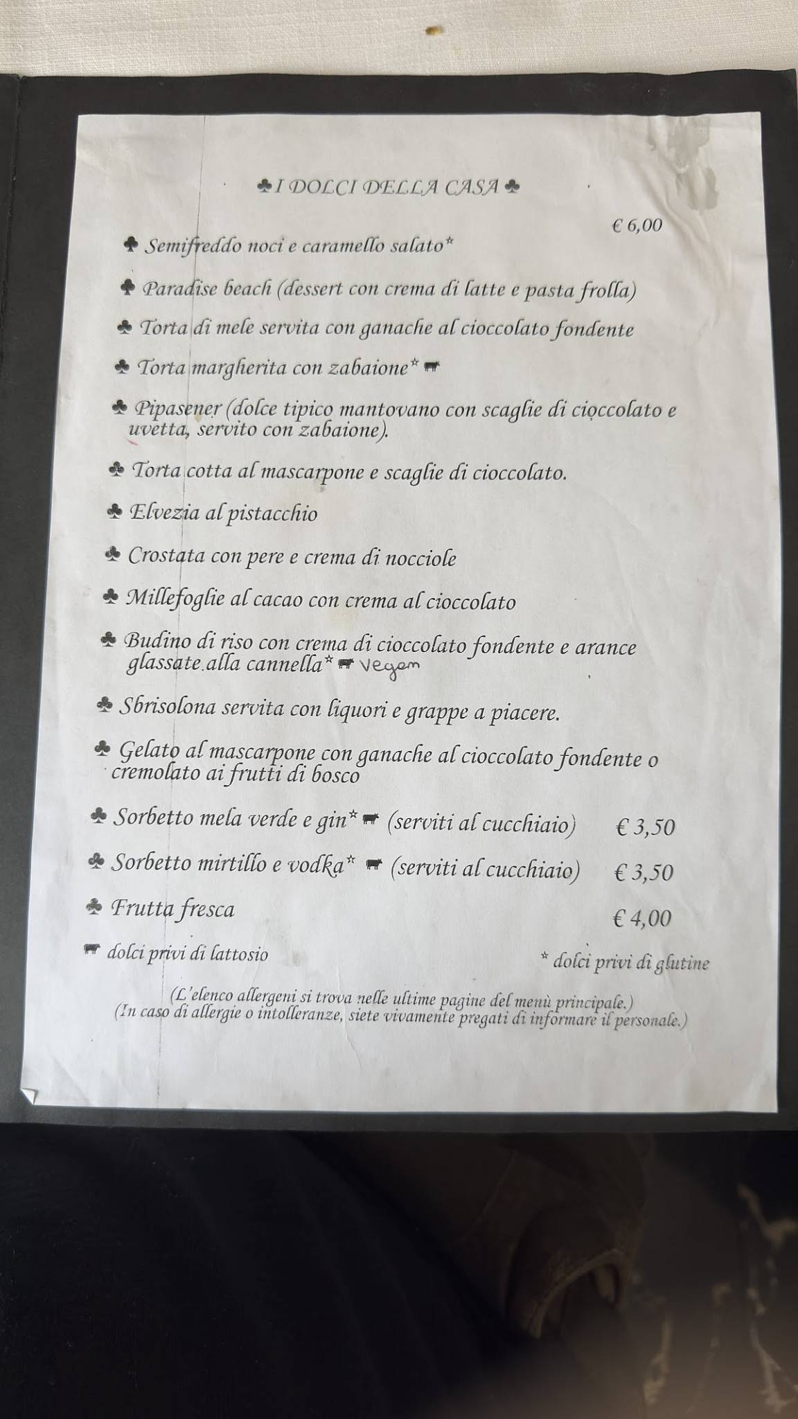 Menu di Trattoria Donatelli 
