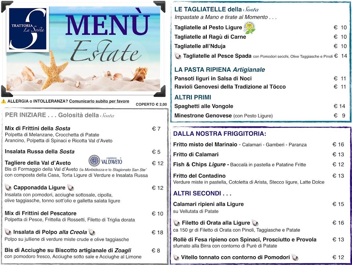 Menu di Trattoria La Sosta 