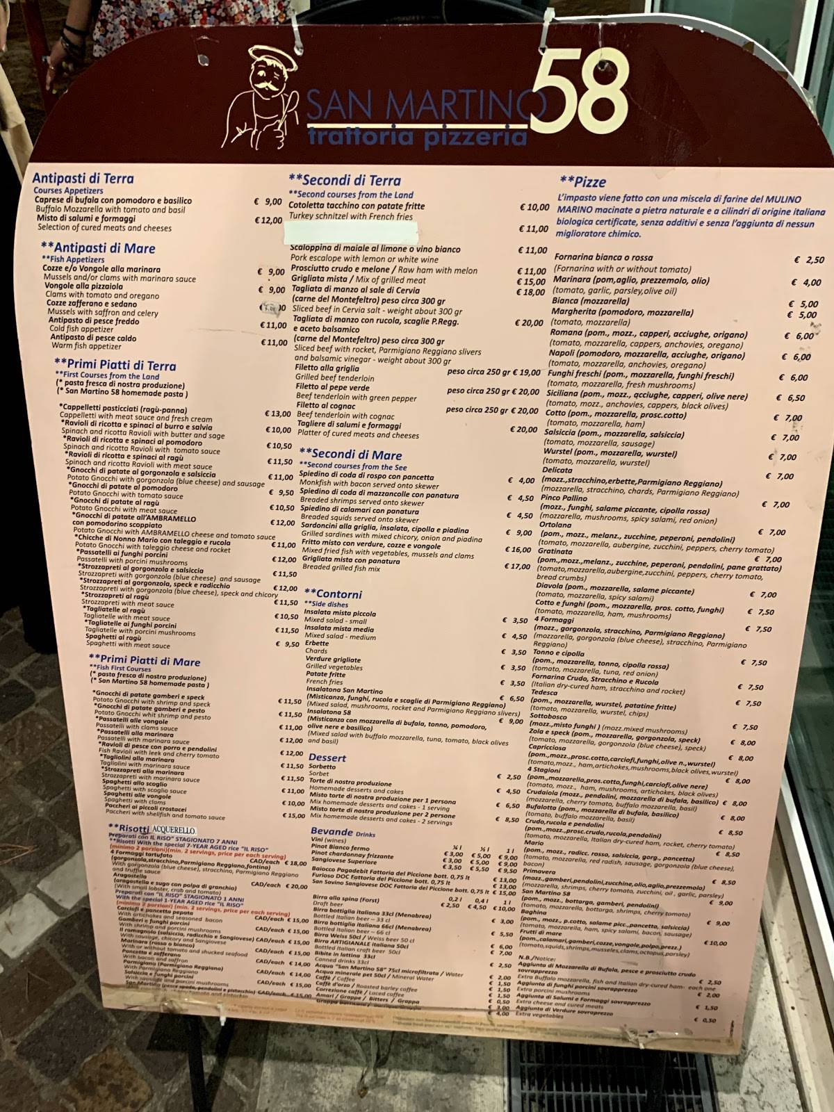 Menu di Trattoria San Martino 58 
