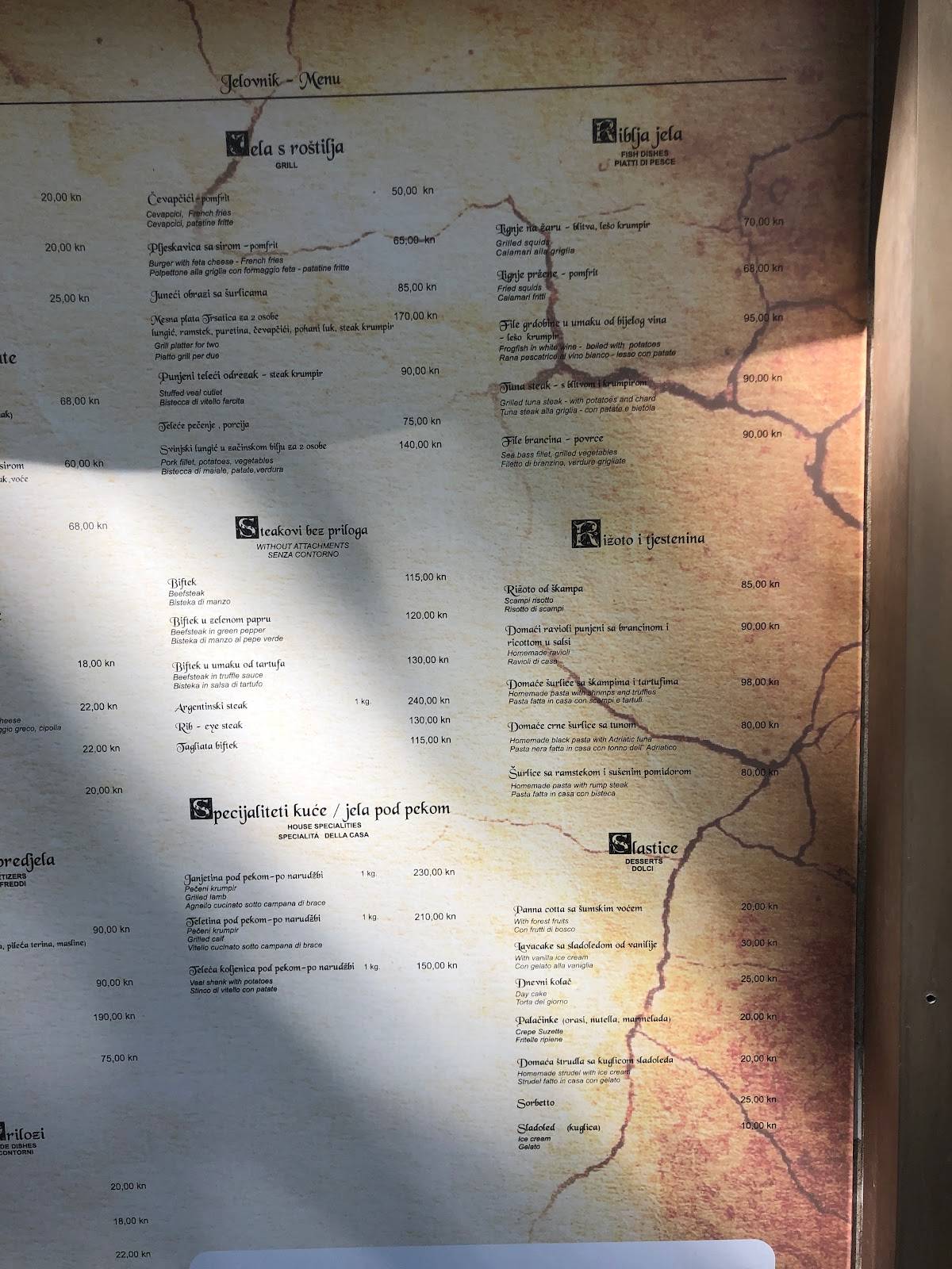 Menu di Restaurant Trsatica 