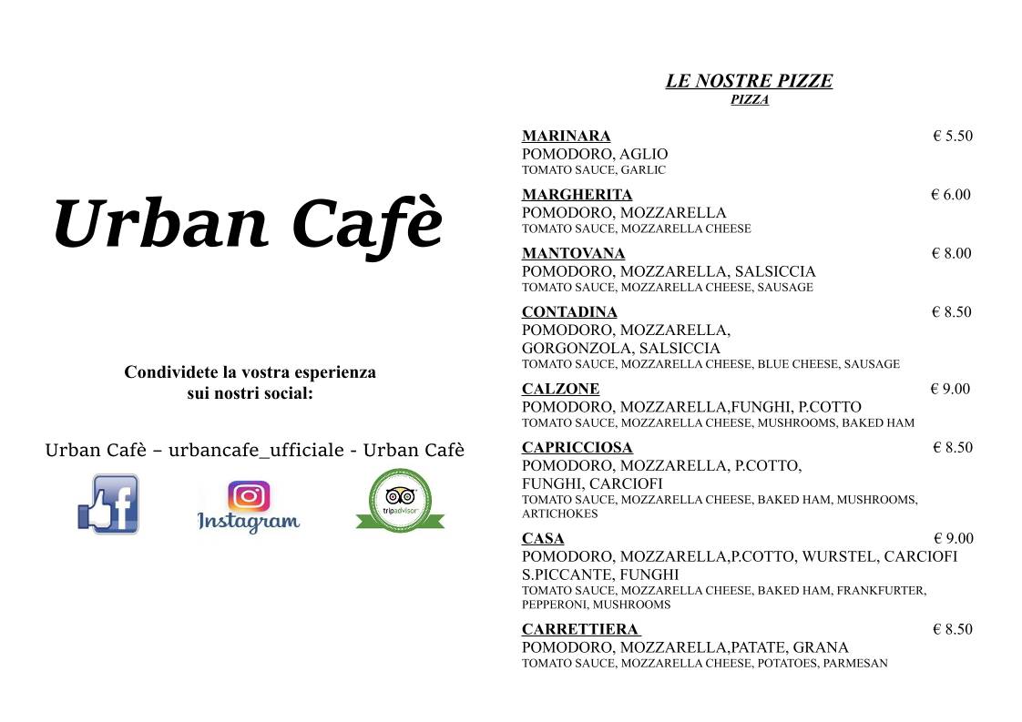 Menu di Pizzeria Urban Cafe' 