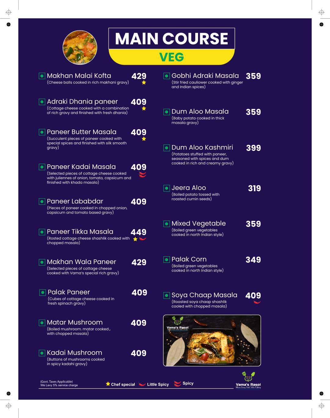 Vama's Rasoi menu