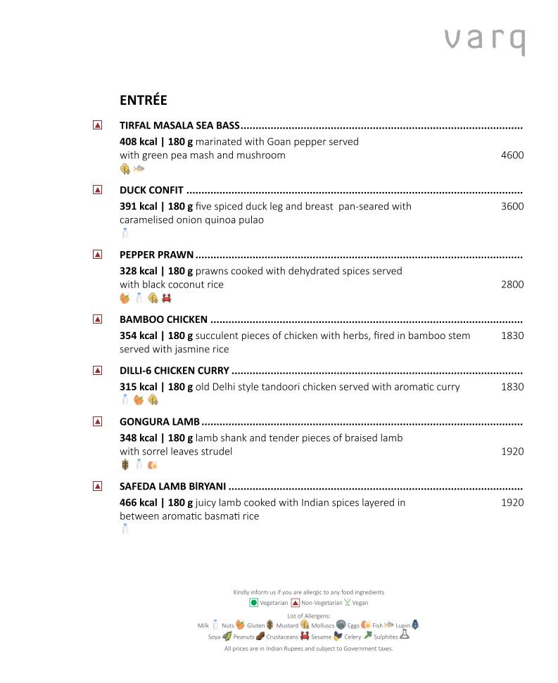 Varq menu