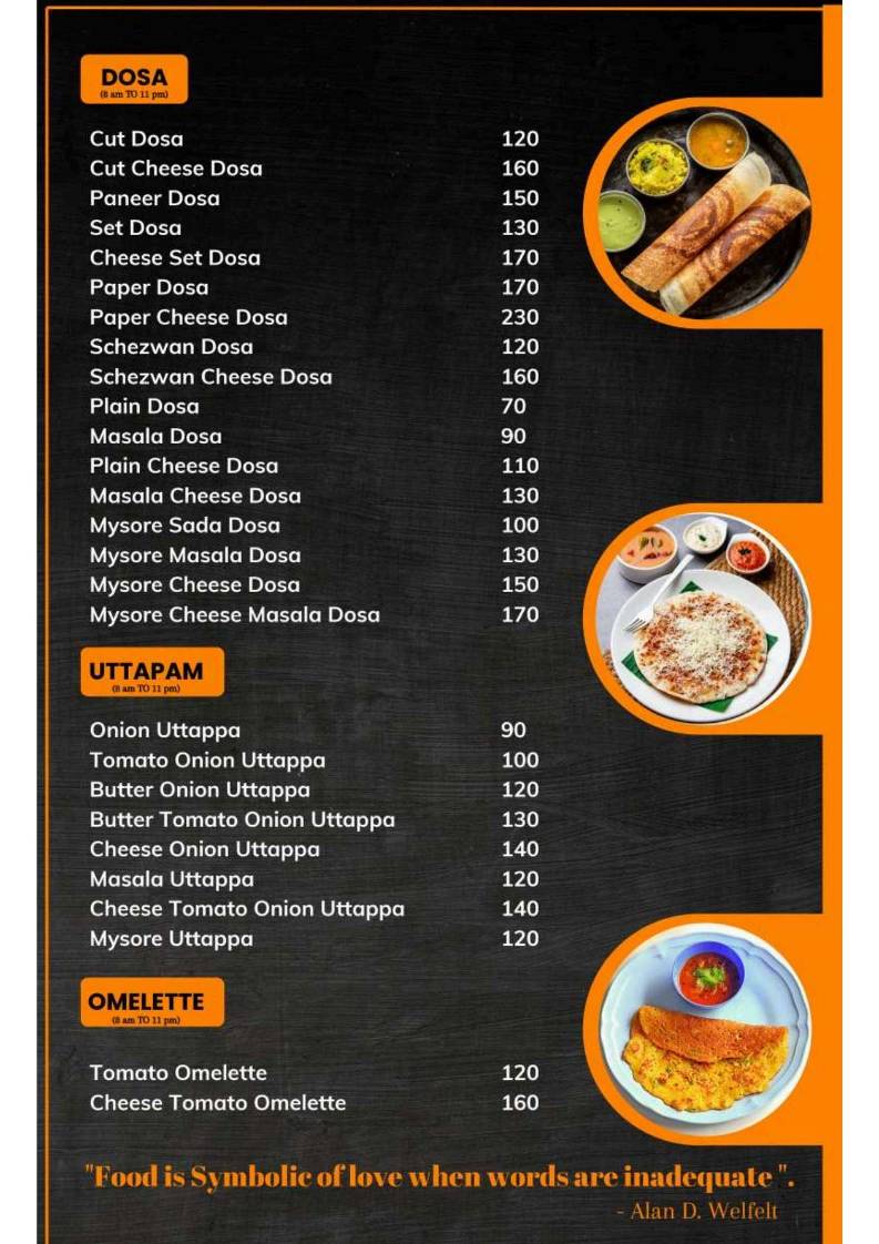 Vrundavan veg menu