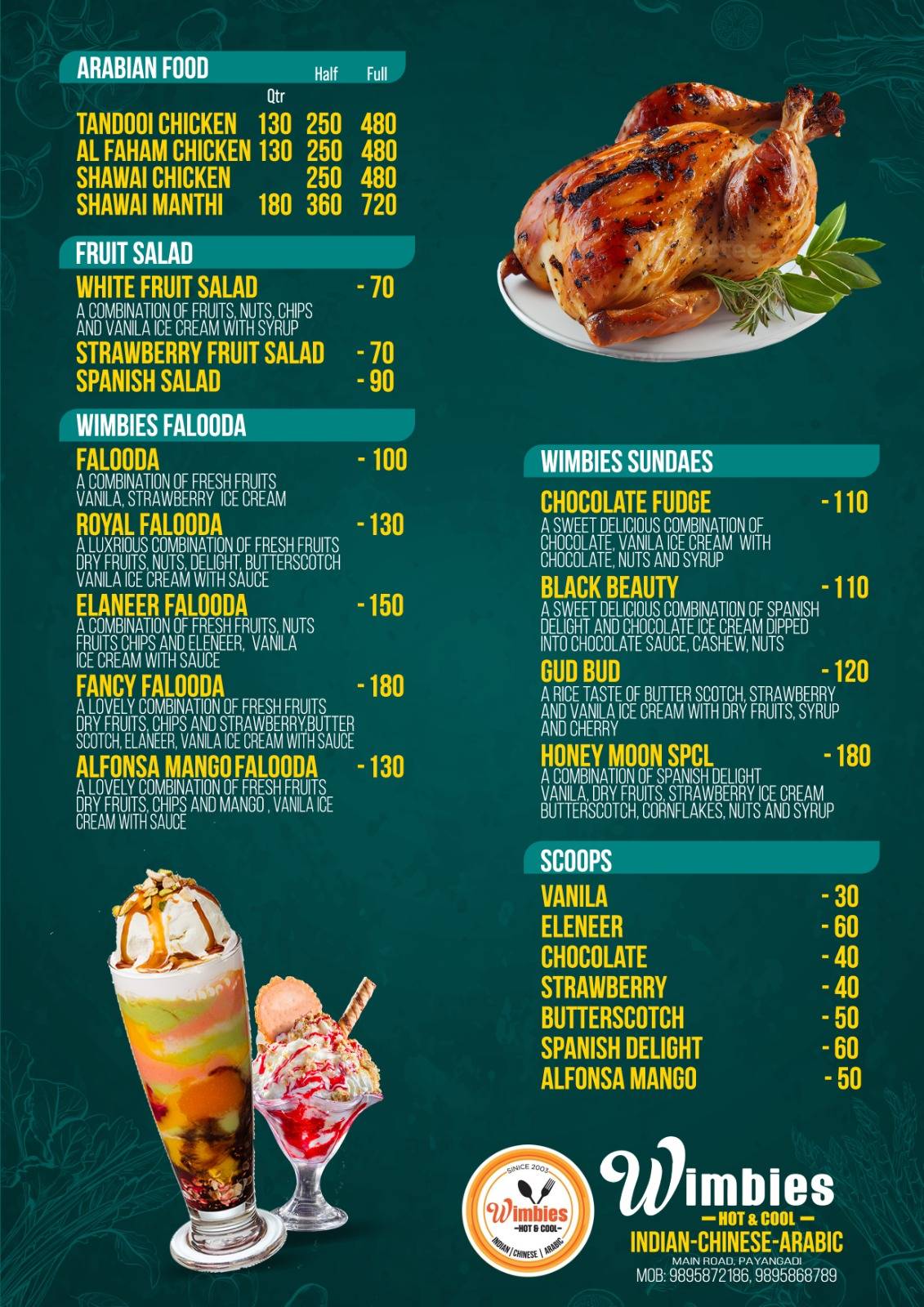 Wimbies Restaurant & Fried Chicken menu