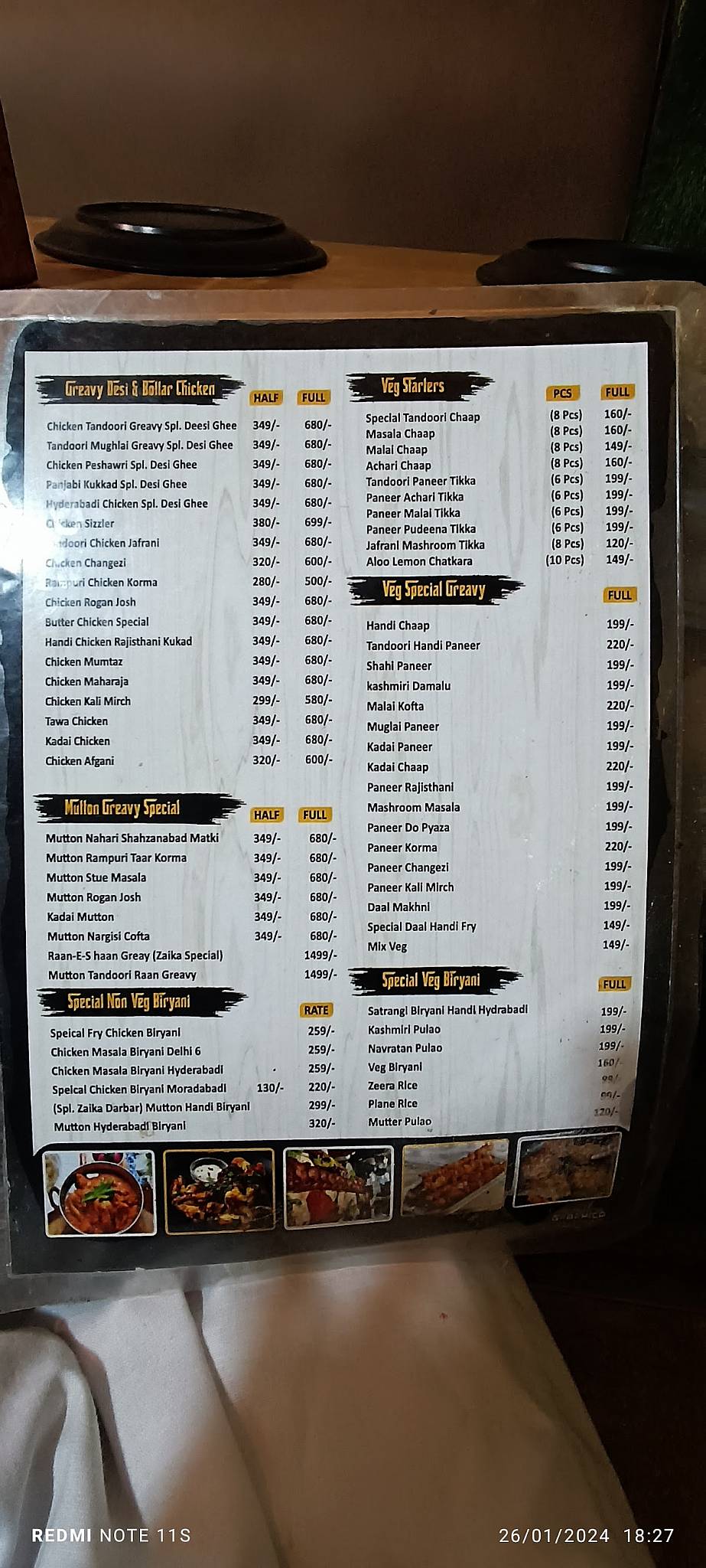 Zaika Darbar The Taste of Rampur menu