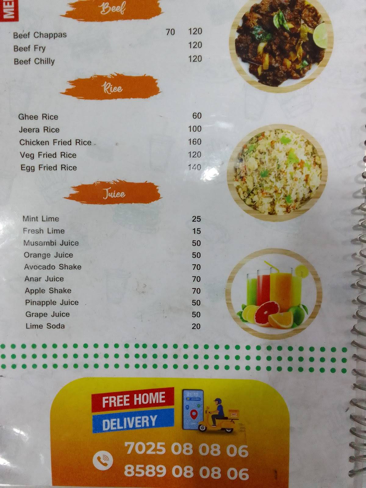 Zain Restaurant menu