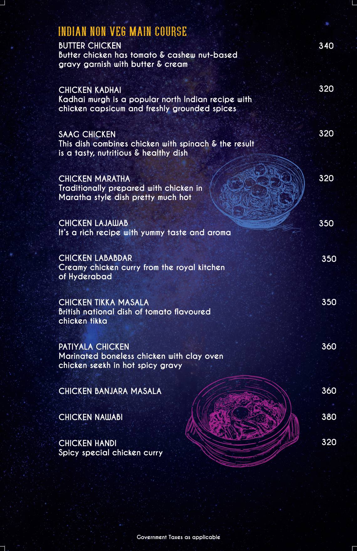 Zero Gravity Pune menu
