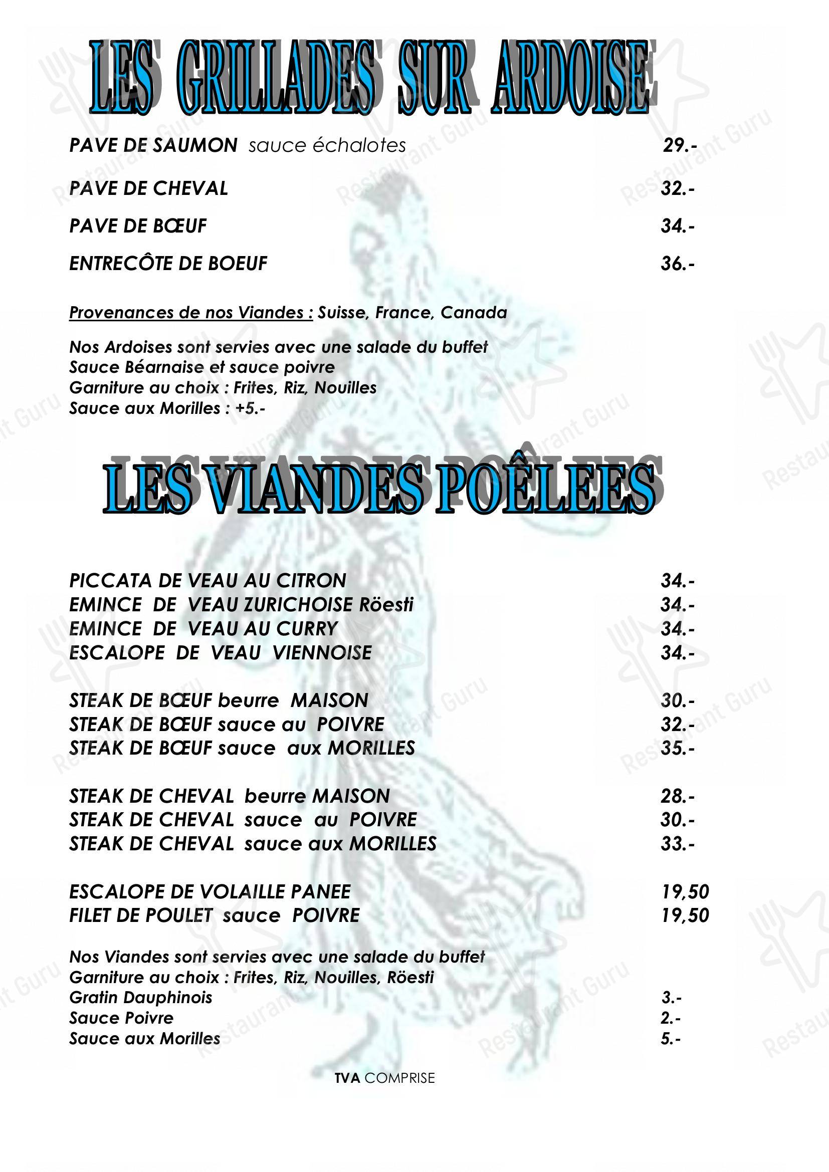 Menu per Restaurant des Semailles in Lancy