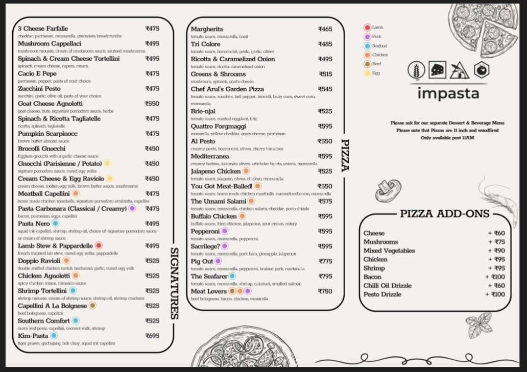 impasta menu