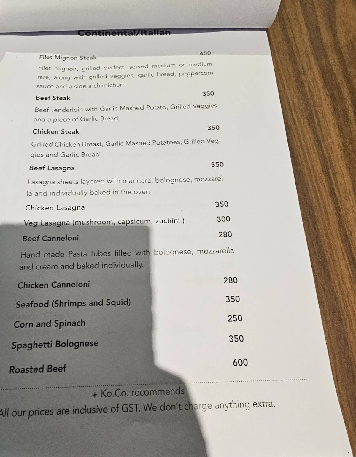 ko.co. kottayam company menu