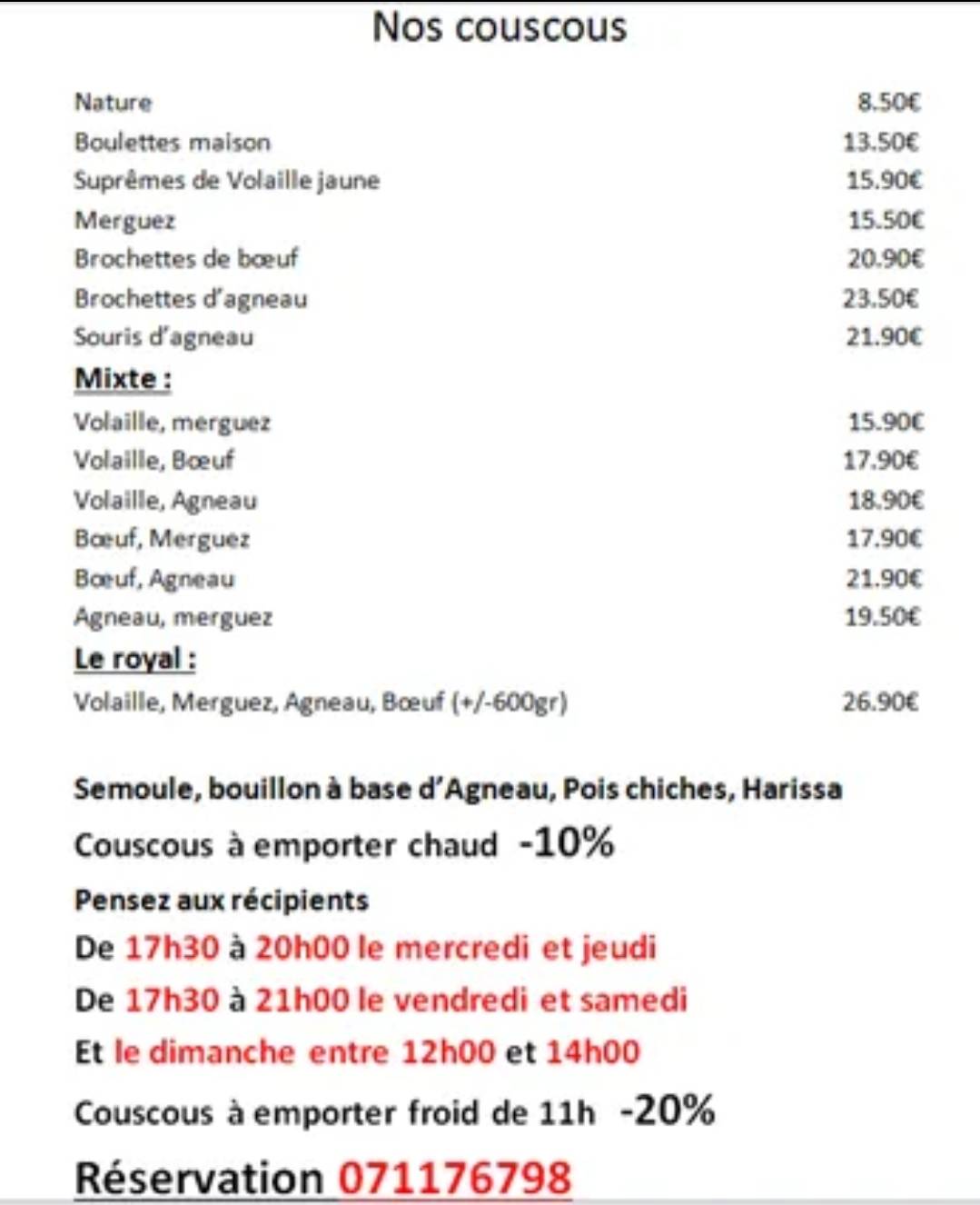 Menu au les temps gourmands pontaury, Mettet — free download