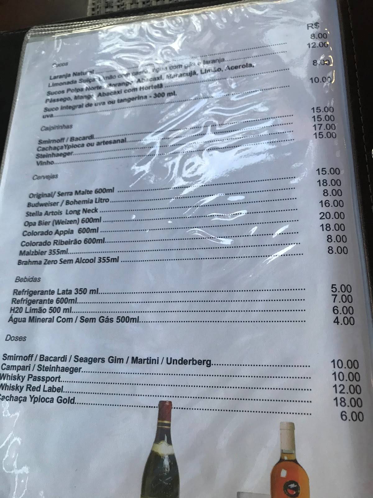 Carta de Restaurante Algarve, Garopaba