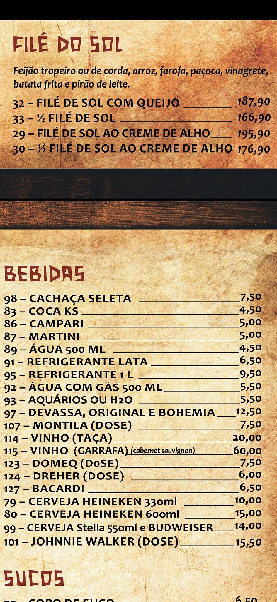 Restaurante Carne de Sol do Picuí cardápio