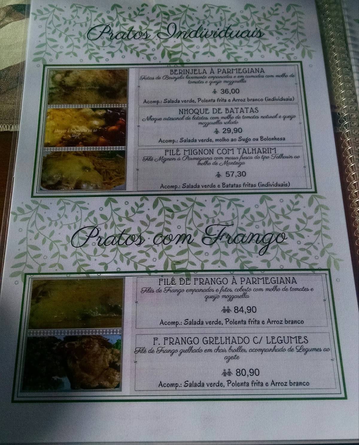 Restaurante Cascalho cardápio